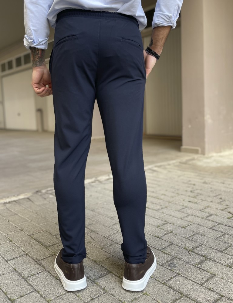 Ανδρικό μπλε υφασμάτινο παντελόνι loose fit FCL005B φωτογραφία